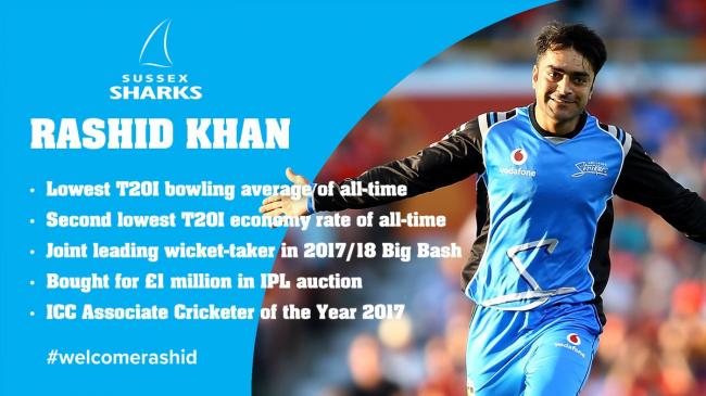 T20 Blast:Rashid Khan joins Sussex Sharks 