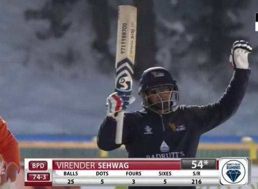 Cricket on snow? Virender Sehwag still hits 50