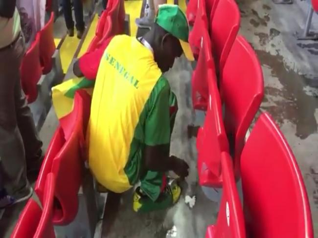 Senegal fans clean up stadium after win against Poland