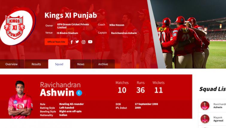Kings XI Punjab captain Ashwin fined for team's slow over-rate