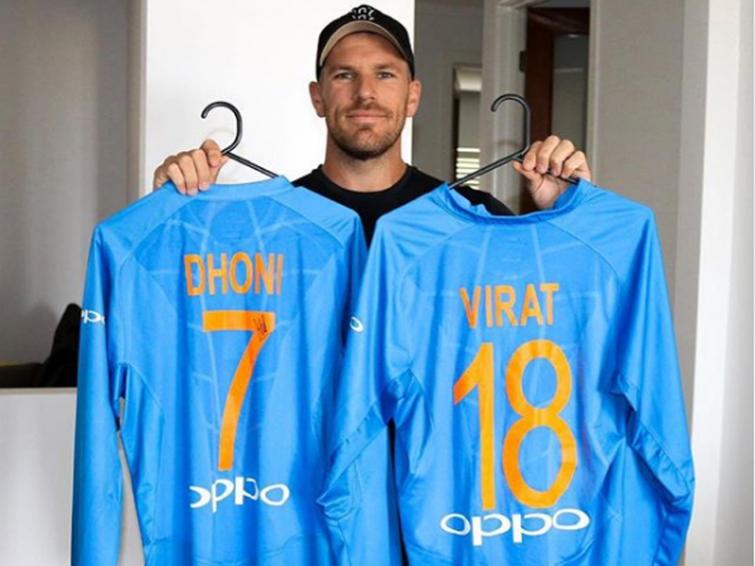 Australian skipper Aaron Finch 'thanks' Dhoni, Virat Kohli for their jerseys, shares image on social media