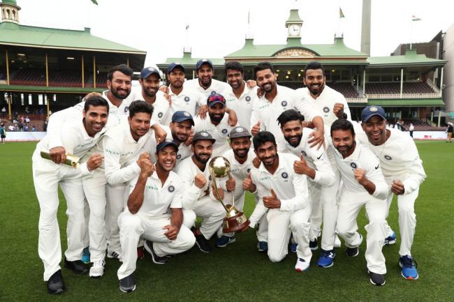 (Indian team after series win)