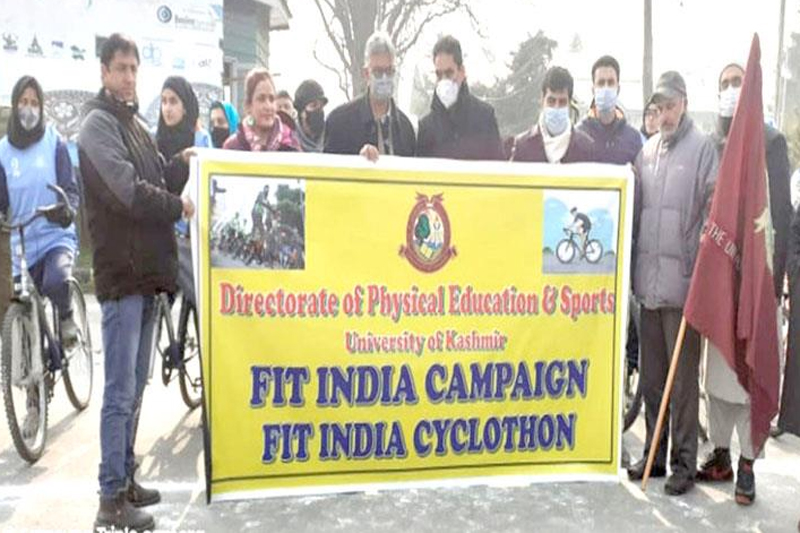 Jammu and Kashmir: KU VC Prof Talat flags off 'Fit India Cyclothon'