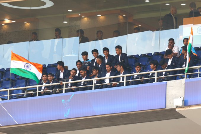 Indian Under-19 WC team visits Ahmedabad stadium as special guests during 2nd ODI between India, West Indies