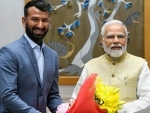 Cheteshwar Pujara meets PM Narendra Modi ahead of his 100th Test match