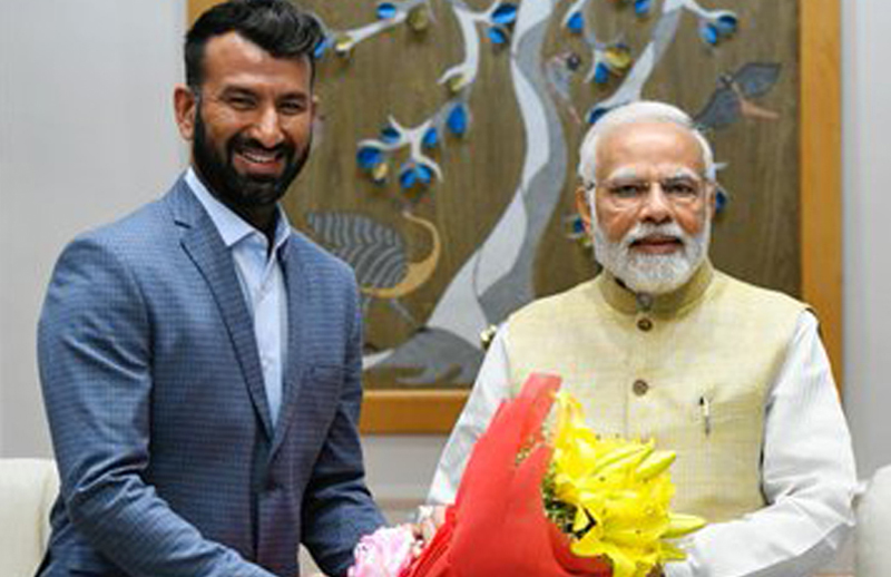 Cheteshwar Pujara meets PM Narendra Modi ahead of his 100th Test match