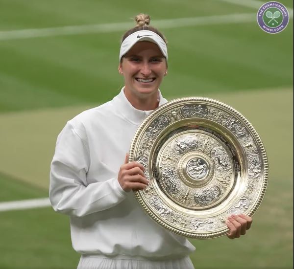 Marketa Vondrousova defeats Ons Jabeur to be first unseeded player in the open era to lift Wimbledon title