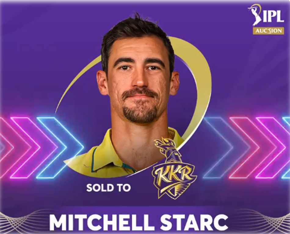 IPL: Australian pacer Mitchell Starc sold to KKR for Rs 24.75 crore in record-smashing auction