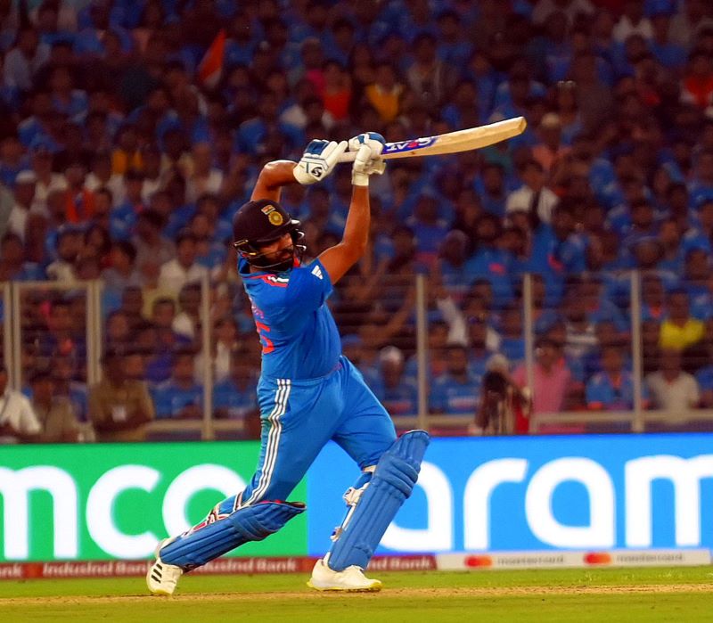 Rohit Sharma in action during the match 