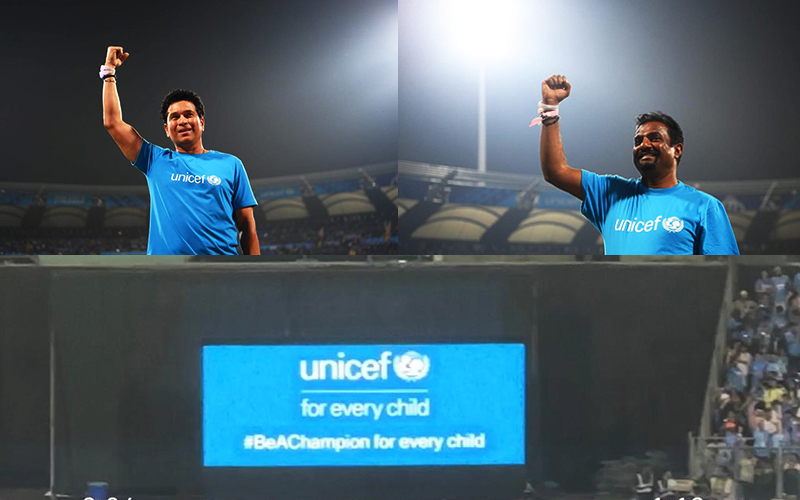 UNICEF South Asia Regional Ambassador Sachin Tendulkar leads ‘One Day for Children' to call for girls’ rights during World Cup cricket match