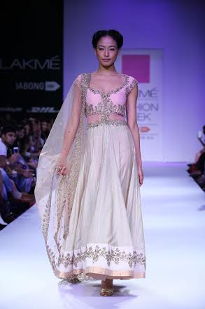 Nargis Fakhri walks for Anushree Reddy at Lakme Fashion Week