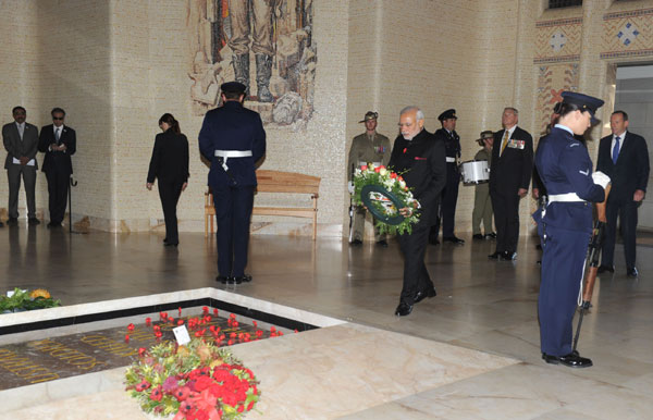 Narendra Modi being warmly received by the Prime Minister of Australia