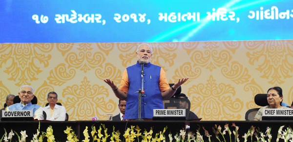 Narendra Modi taking blessing of his mother