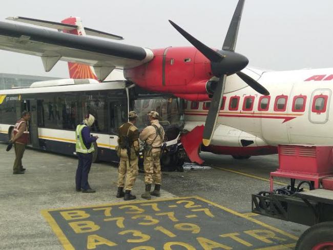 Jet Airways shuttle bus hits Air India aircraft in Kolkata