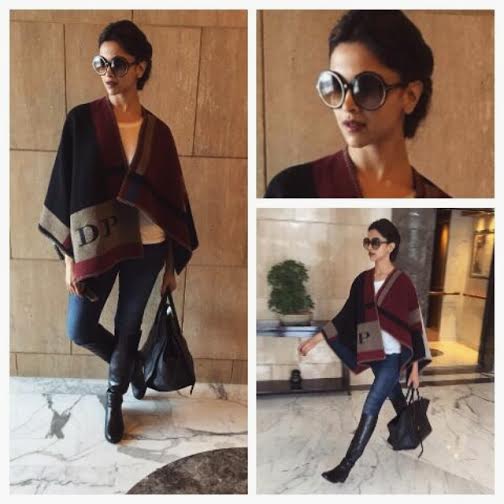 Deepika gets her initails on the Burberry Poncho