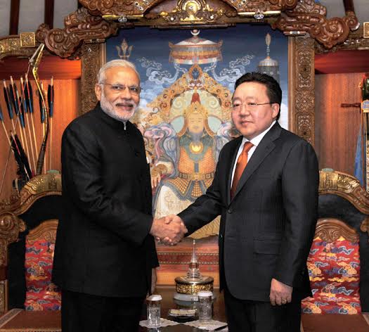 Narendra Modi and the Prime Minister of Mongolia