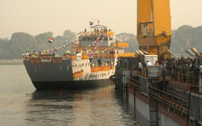 Landing craft utility ship for Indian Navy launched at GRSE
