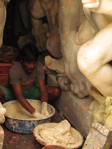 Artisans give final touches to Durga idols in Kumartoli