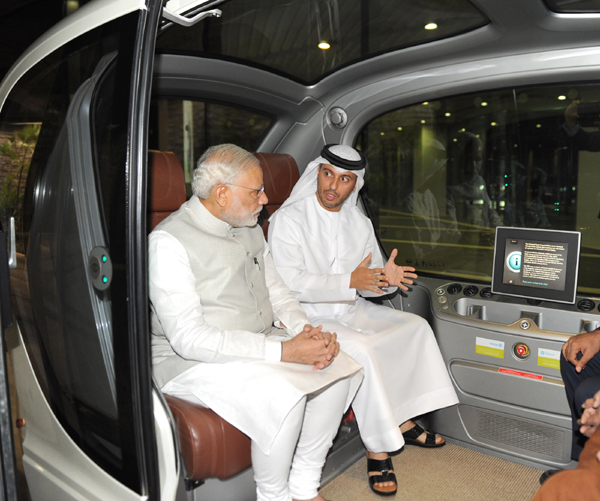 Narendra Modi takes a tour of Masdar City