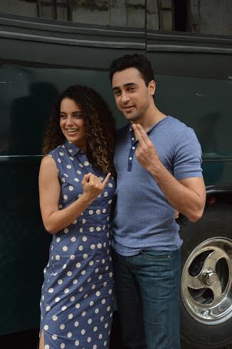 Imran, Kangana promotes 'Katti Batti' at suburban Mumbai studio