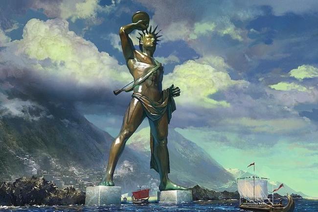 Statue in Baahubali inspired by Colossus of Rhodes