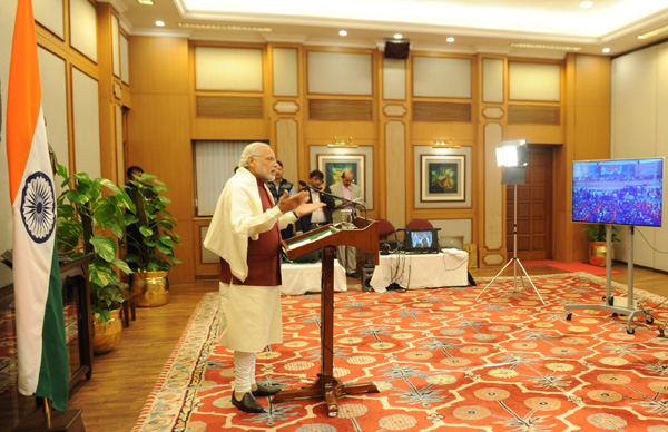Narendra Modi addressing the National Youth Festival being held at Naya Raipur