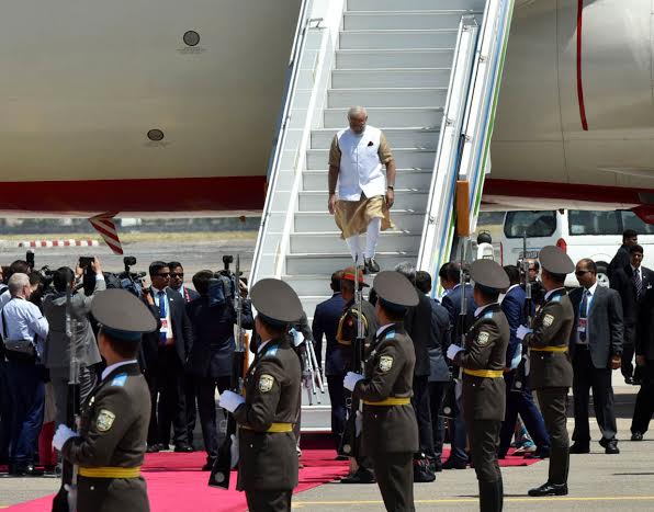 Narendra Modi arrives at Tashkent International Airport