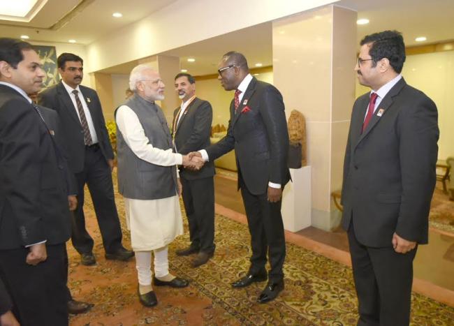 Narendra Modi arrives at the PETROTECH-2016