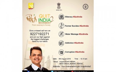 Maharashtra CM to launch Quit India Movement 2 on Tuesday