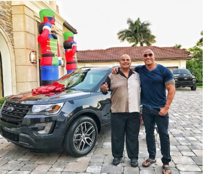 Dwayne Johnson presents car to his dad