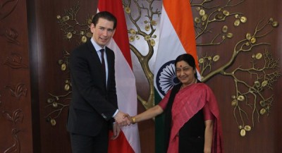 Sushma Swaraj meets Sebastian Kurz