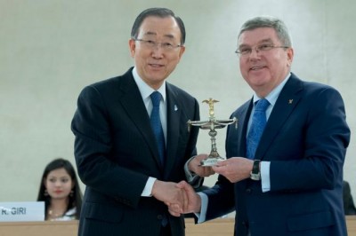  In Geneva, Ban welcomes first-ever Olympic refugee team to compete in Games