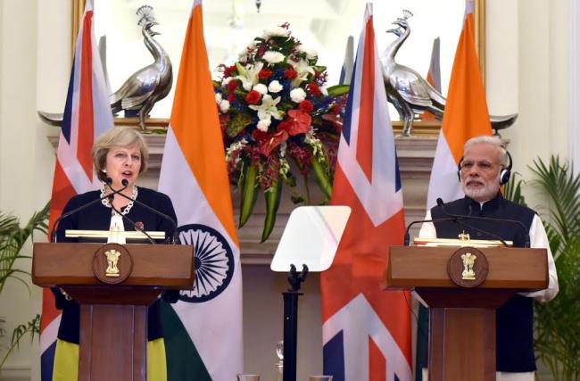 Narendra Modi meeting the Prime Minister of United Kingdom