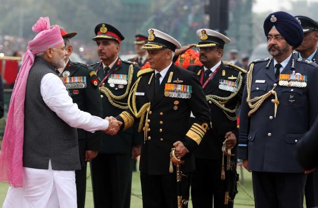 VVIPs arriving at saluting dais on the occasion of 68th Republic Day Parade