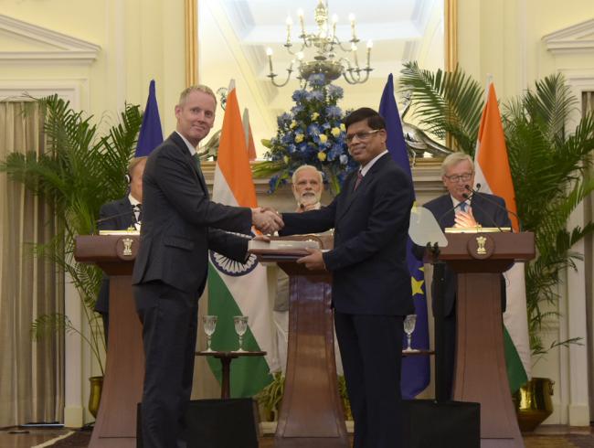 PM Modi, Donald Franciszek Tusk, Jean-Claude Juncker at Hyderabad House
