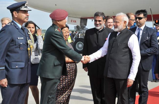 Narendra Modi arrives at Amsterdam
