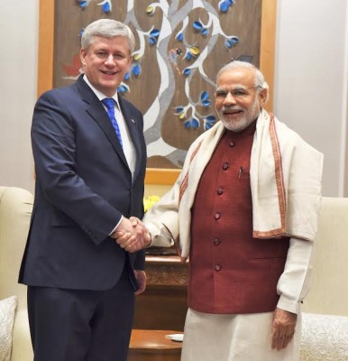 Mr. Stephen Harper calling on the Prime Minister, Narendra Modi