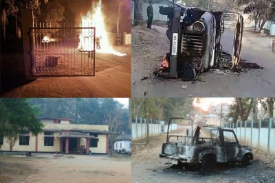 Meghalaya : Angry mob torch police station after police firing leaves three injured