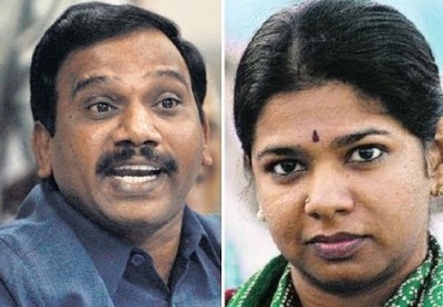 DMK supporters give hero's welcome to M Kanimozhi and A Raja in Chennai after being acquitted in the 2G scam case