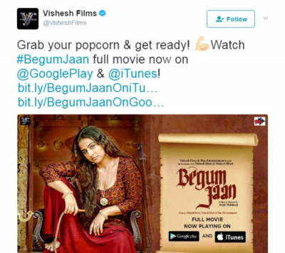 Begum Jaan film now out on Apple iTunes & Google Play store