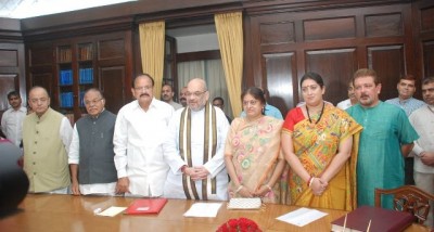 Amit Shah, Smriti Irani take oath as Rajya Sabha MPs