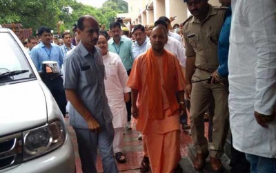 Uttar Pradesh Chief Minister Yogi Adityanath visits Gorakhpur hospital