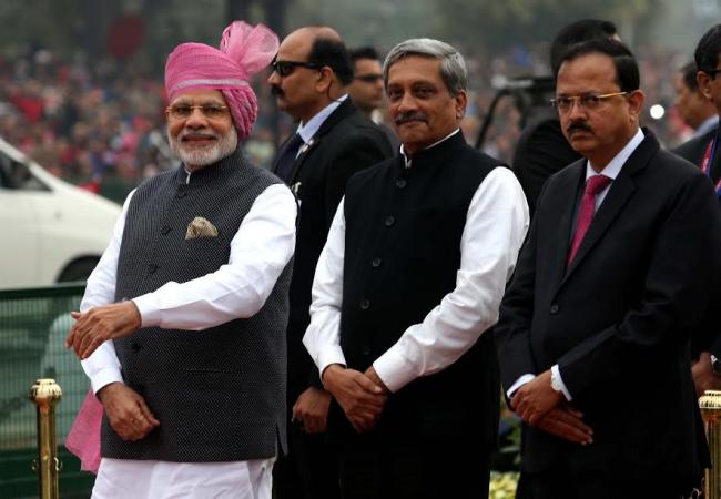 VVIPs arriving at saluting dais on the occasion of 68th Republic Day Parade