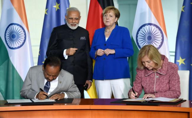 Narendra Modi accorded ceremonial welcome at German Chancellery, in Berlin, Germany