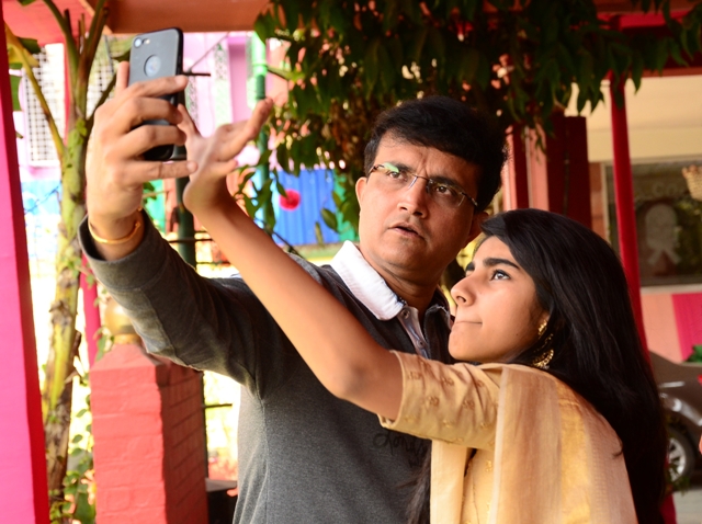 Sourav Ganguly spends time with family on Saraswati Puja