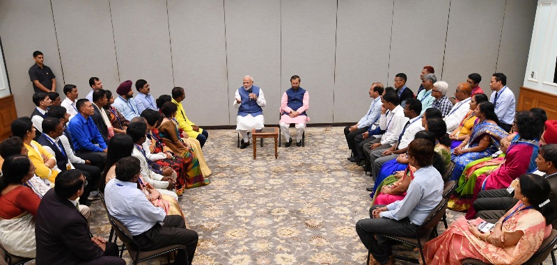 PM Modi shares moments with awardees of the National Teachers' Awards on Teachers' Day