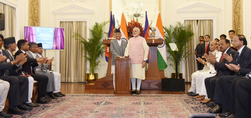 PM Modi calls on  Prime Minister of Nepal K.P. Sharma  