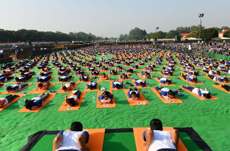  PM Modi performs Yoga on International Yoga Day in Dehradun