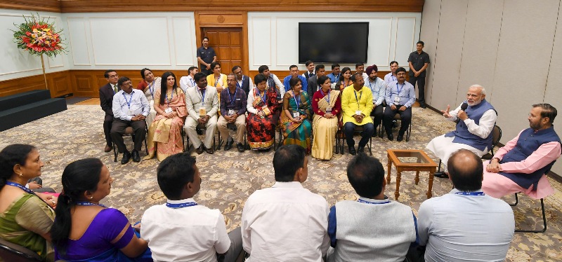 PM Modi shares moments with awardees of the National Teachers' Awards on Teachers' Day