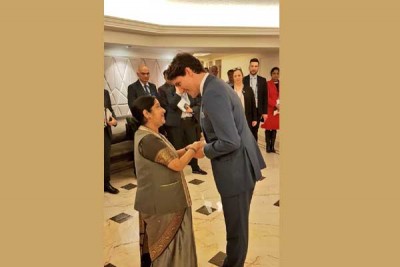 Canada PM Trudeau holds meeting with Sushma Swaraj